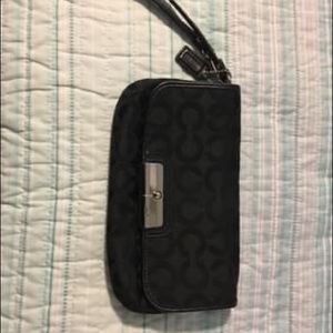 Coach Black Monogram Wristlet